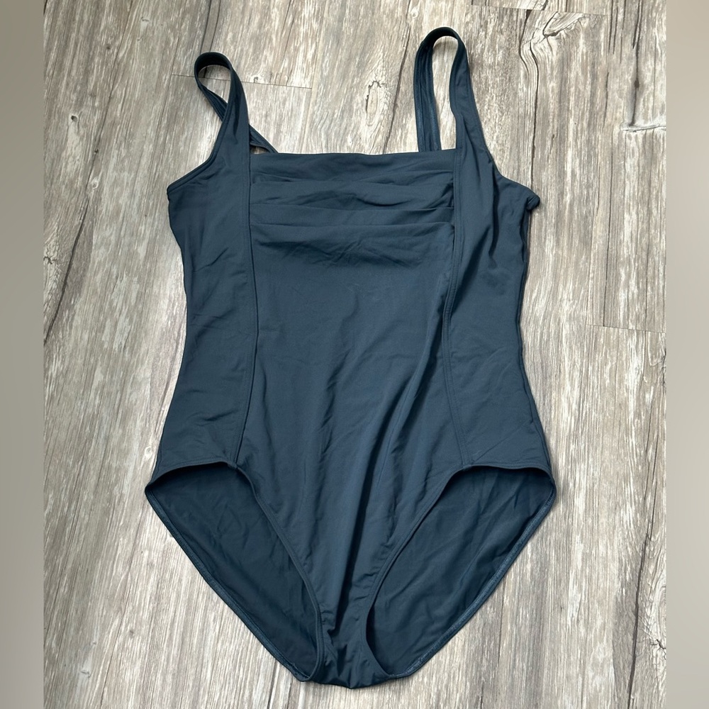 Calvin Klein Solid Pleat Front One Piece size 16
